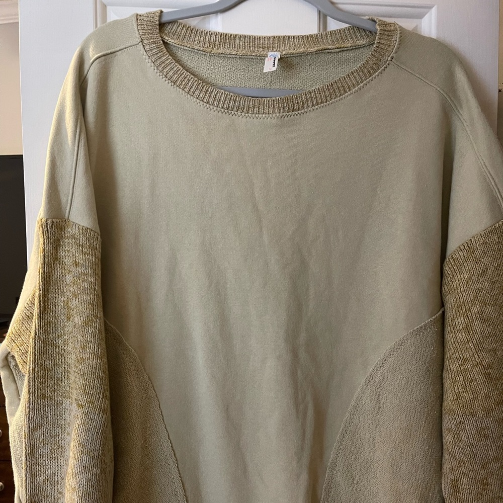 Free people movement metti crewneck sweatshirt knit patchwork